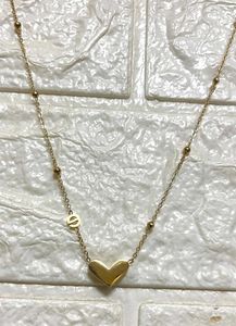Golden Heart Necklace With Chain Anti Tarnish