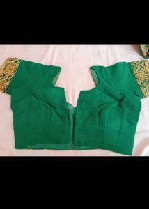 Green &amp; Gold Embroidered Saree