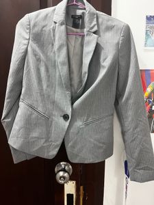 Ann Taylor Gray Pinstripe Blazer