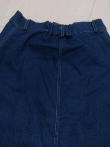 Denim Button-Front Skirt