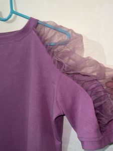Purple Tulle Sleeve Top