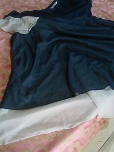 a gown with georgette fabric blue nd white colour