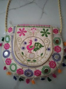 Handwork Embroidery Pattern Stone Work Handbag