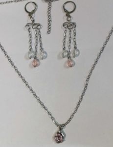 Elegant Crystal Drop Necklace & Hoop Earrings 💎✨