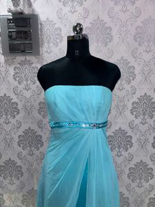 Aqua Strapless Gown