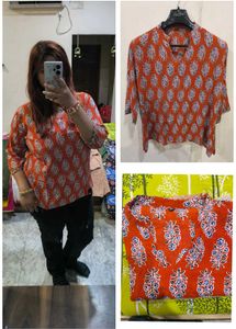 Printed Orange short kurti