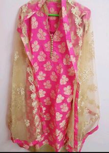Pink & Gold Embroidered Suit Set
