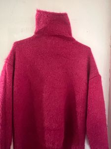 Magenta Colour High Neck Warm Sweater/Top