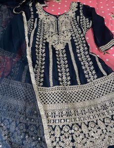 Beautiful Blue Party Wear Sarara Set