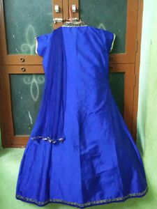 Girls Gorgeous Ink Blue Lehenga Dress With Long Top Padded Chest, Will Fit 12-13yr Girl Child