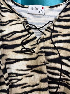 Tiger Print Long Sleeve Top