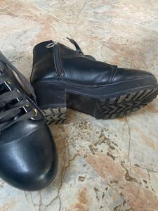 Black Ankle Boots - Lace-Up