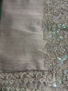 Elegant Grey Embellished Saree