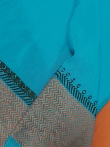 Blue and Coral Orange Dress Material