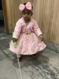 Girls Dress With Shrug And Belt