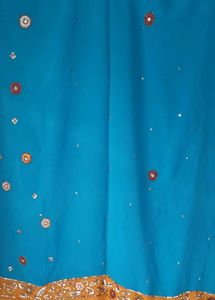 Blue Yellow Saree