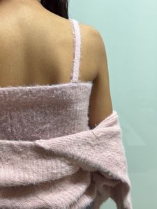 Pink Fuzzy Cardigan Set