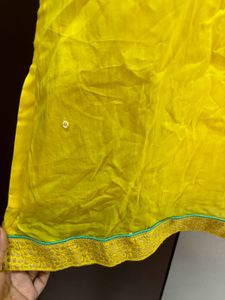 Festive Yellow Organza Kurta N Pants