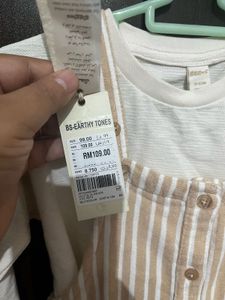 Baby -9-12 Months Stripped Dungarees