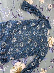 Floral Print Blue Kurti