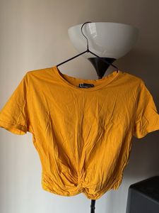 Zara Mustard Yellow Crop Top L Size