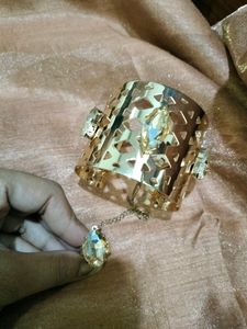 Golden Cuff Bracelet with Detachable Ring