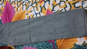 Gray Denim Wide Leg Jeans