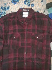 Burgundy Plaid Flannel Shirt