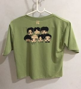 BTS Bangtan Army Korean T-shirt In Olive Green Colour With Logo