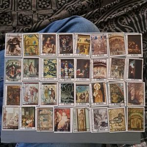 32 Vintage AJMAN painting stamps.