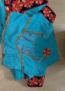Elegant Blue Embroidered  Beautiful Saree