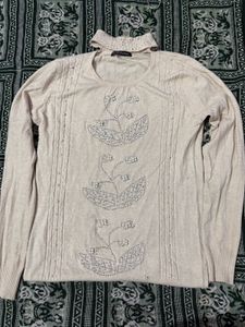 Beige Embellished Top