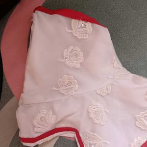 White Colour Red Border Kurti Top.