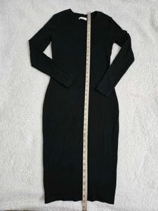 Elegant Black Midi Bodycon Dress bust 34~36