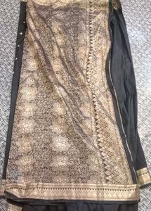 Black &amp; Gold Banarasi Silk Saree