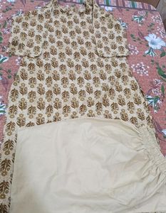 Light Brown Printed Kurta Set