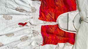 Ethnic White Kurta with Red Detail
