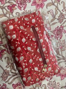 Red Embroidered Clutch Bag