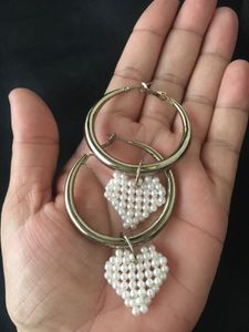 Pearl Heart Hoop Earrings