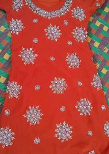 Orange Kurta Set With Heavy Dupatta