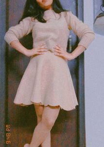 Tan Woolen Stretchable Skirt
