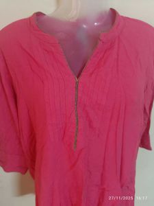 xl Pink Casual Tunic Top