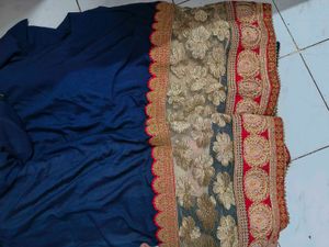 a beautiful navy blue saree