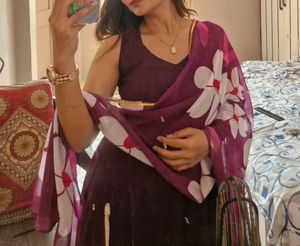 Purple Anarkali Dress With Dupatta