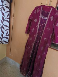 Burgundy & Silver Embellished Dress