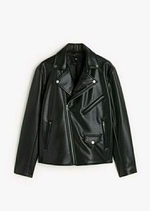 Hnm Black Leather Biker Jacket