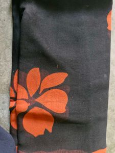 New Orange Floral Print Saree