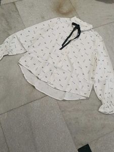 XXL Size Heart Print Shirt with Tie