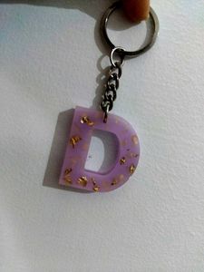 Letter D Keychain purple and pink colour