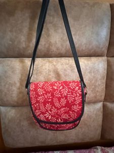 Red Printed Sling Bag (Barely Used)